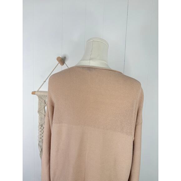 Eileen Fisher Tencel Rolled Neck Sweater Size Small Tan Beige Rib Knit Contrast - Picture 6 of 8